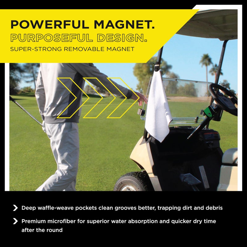 STICK-IT STICKIT Magnetic Towel, White | Top-Tier Microfiber Golf Towel with Deep Waffle Pockets | Industrial Strength Magnet for Strong Hold to Golf Carts or Clubs - Image 5